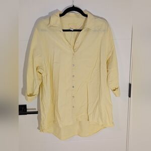 Sigrid Olsen Light Yellow Linen Blend Buttondown Shirt 1X